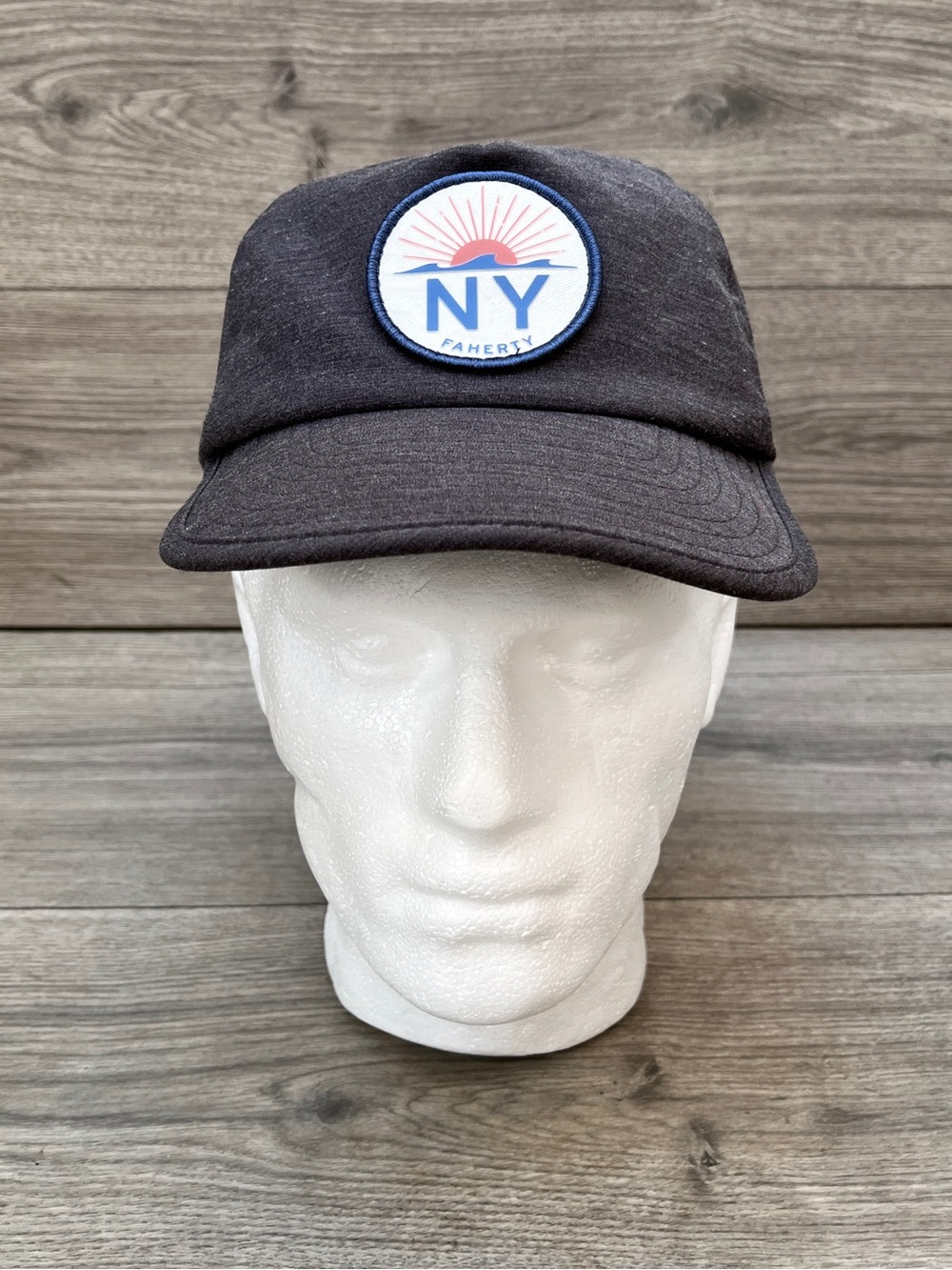 Faherty New York Retro Sun and Waves Hat Heather Charcoal Gray Snapback